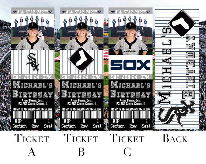 Chicago White Sox Birthday Ticket Invitation Etsy