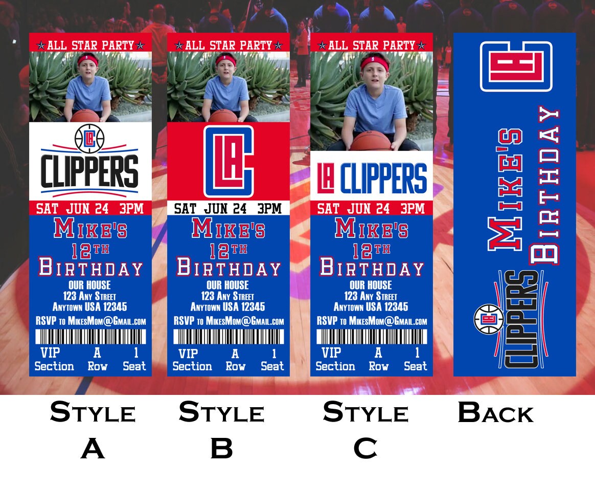 Los Angeles Clippers Ticket Invitation Etsy