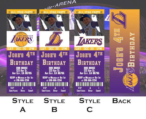 La Lakers Ticket Einladung Etsy
