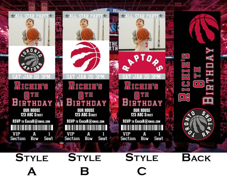 Toronto Raptors Ticket Invitation Etsy