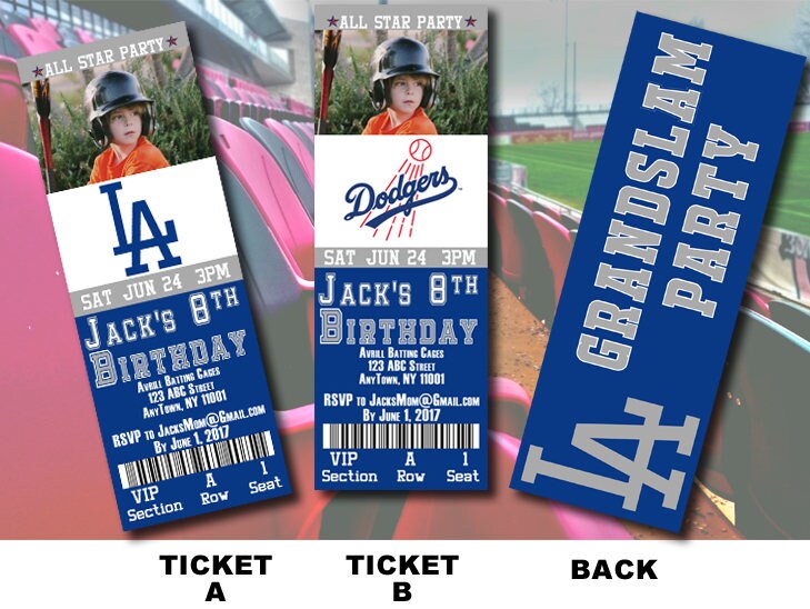 LA Dodgers Ticket Invitation Etsy