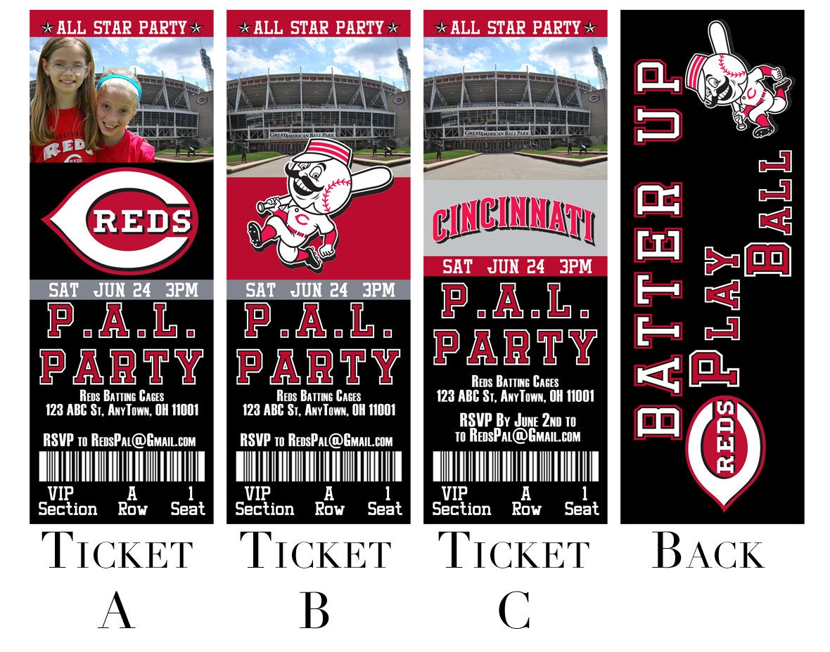 Cincinnati Reds Birthday Ticket Invitation Etsy