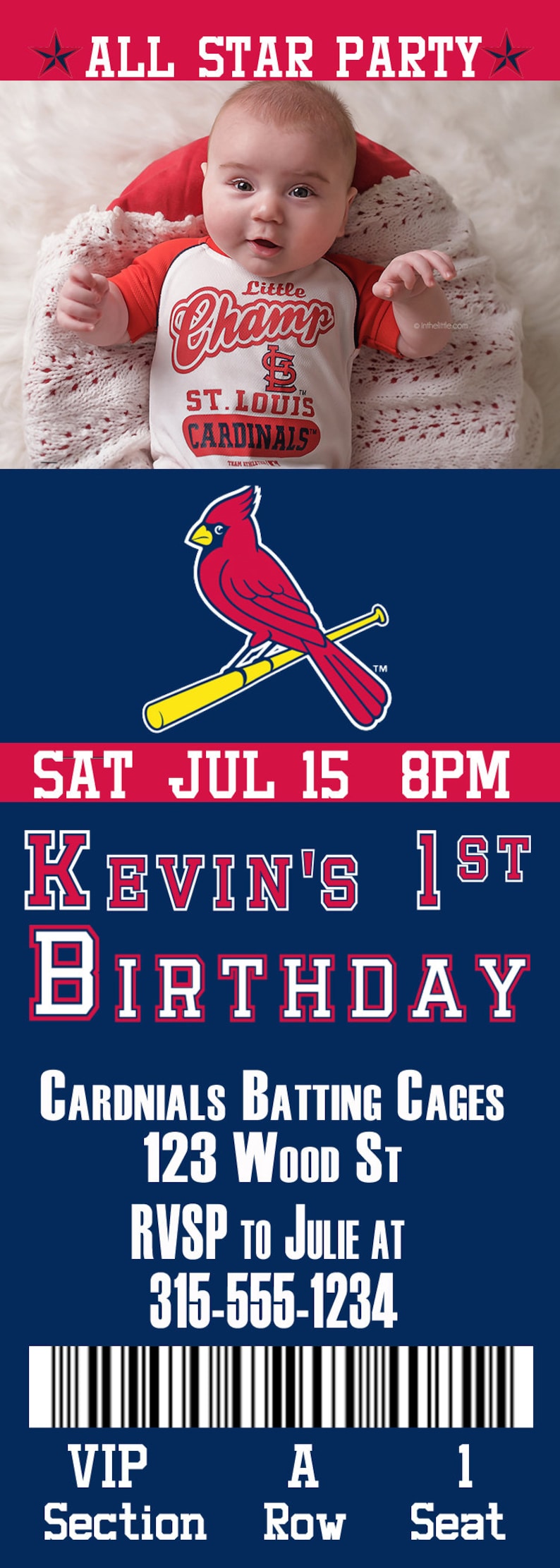 St. Louis Cardinals Birthday Ticket Invitation | Etsy