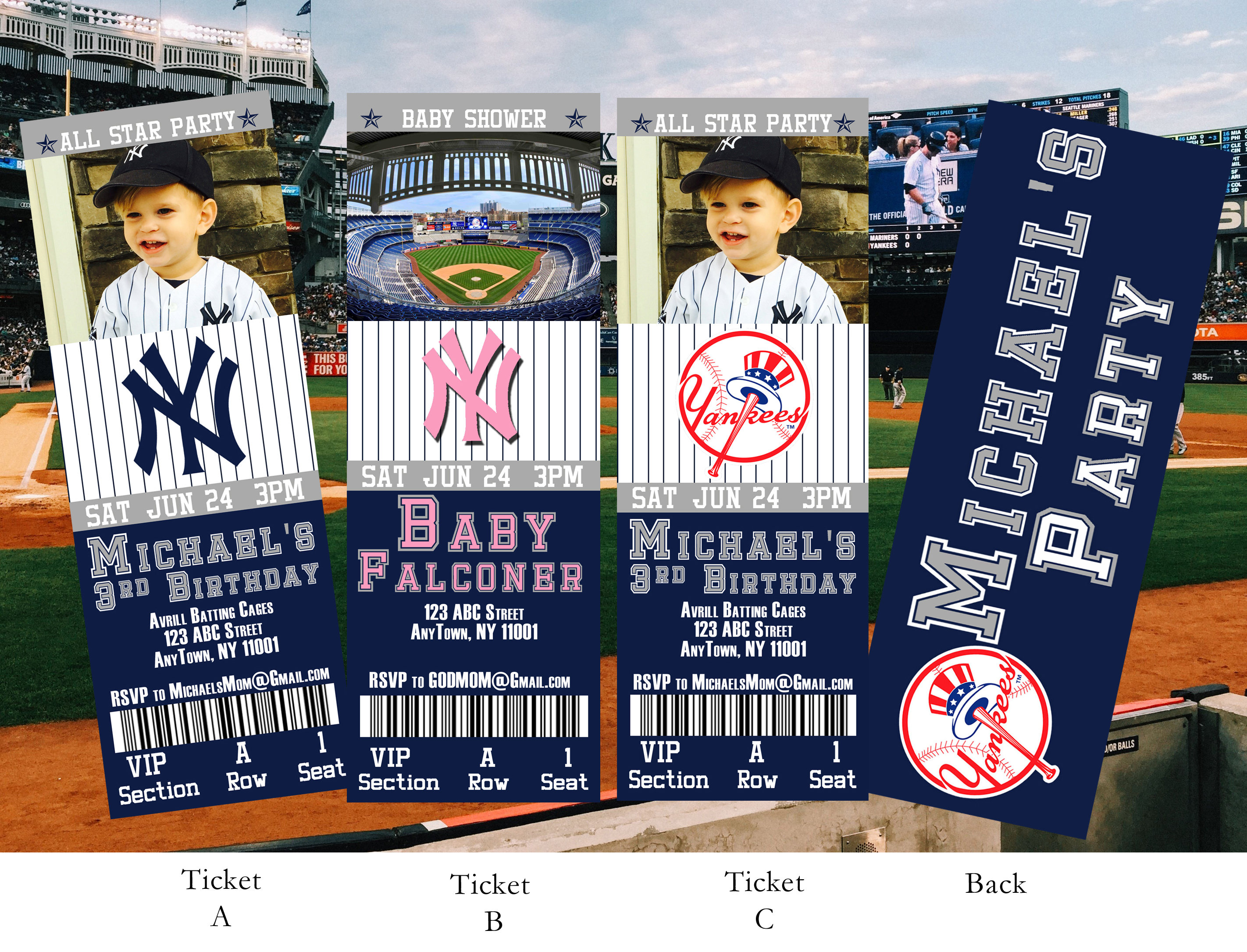 new york yankees birthday ticket invitation etsy