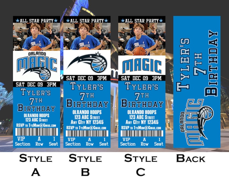 Orlando Magic Ticket Invitation Etsy