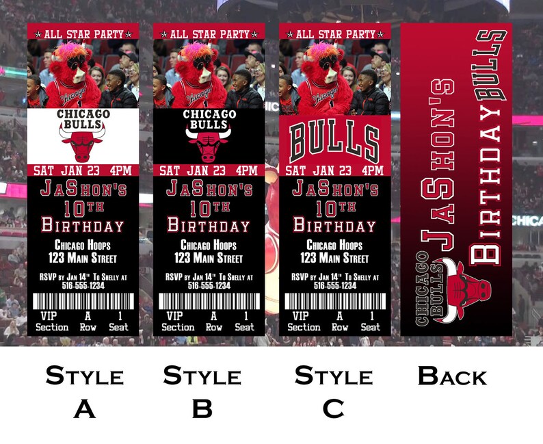 Chicago Bulls Ticket Invitation Etsy