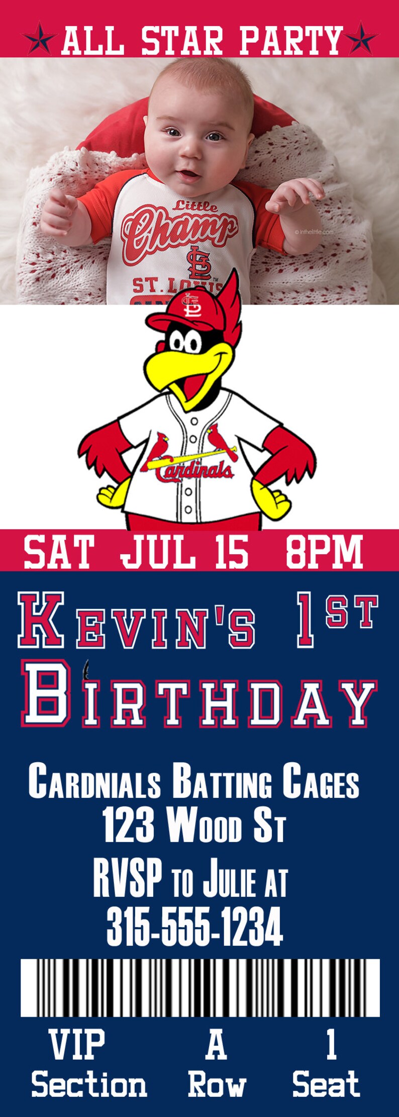 St. Louis Cardinals Birthday Ticket Invitation | Etsy