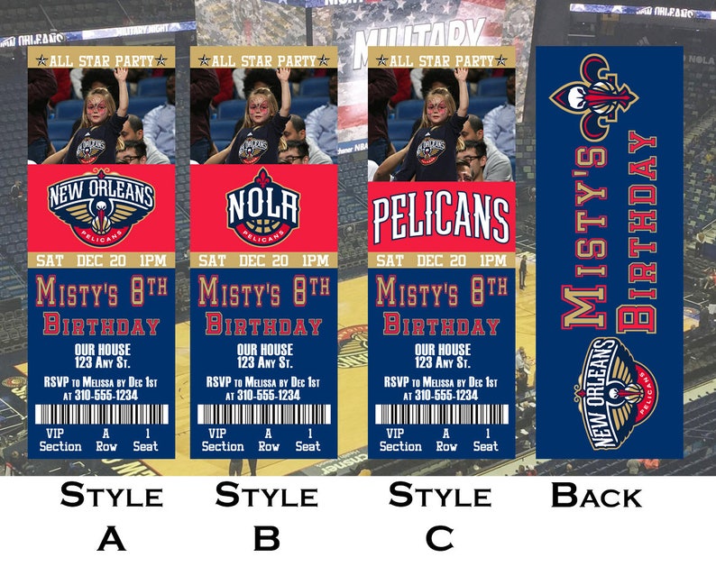 New Orleans Pelicans Ticket Invitation Etsy
