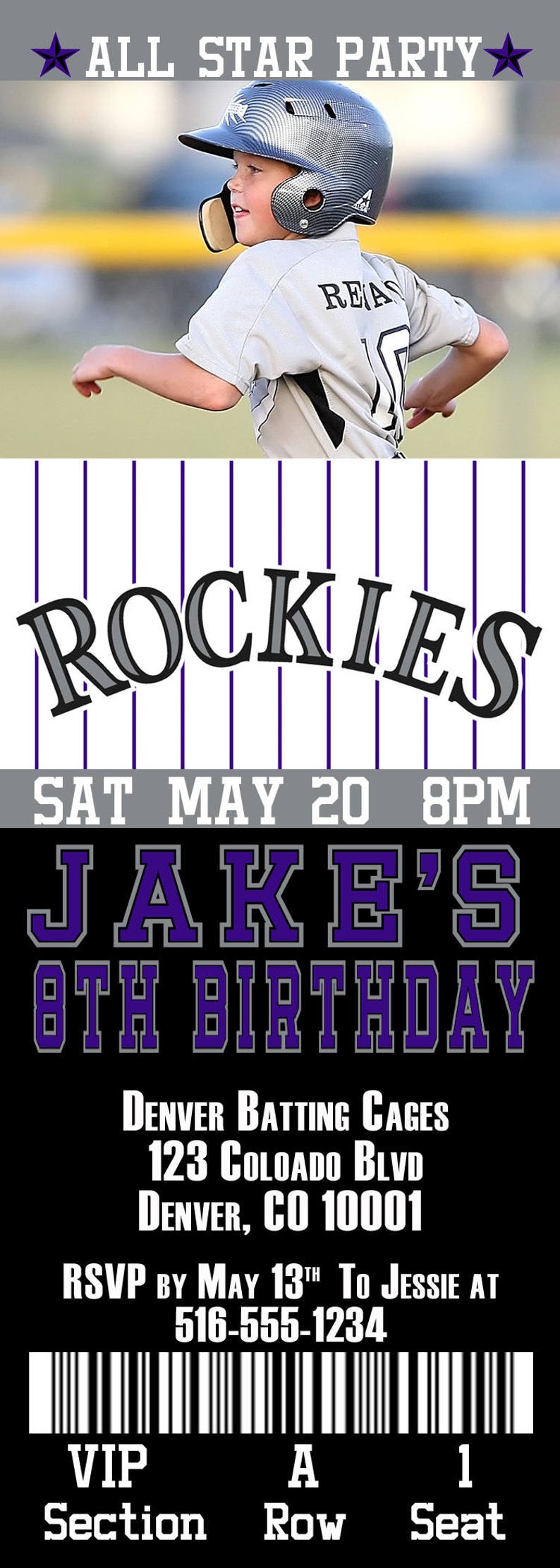 Colorado Rockies Birthday Ticket Invitation | Etsy