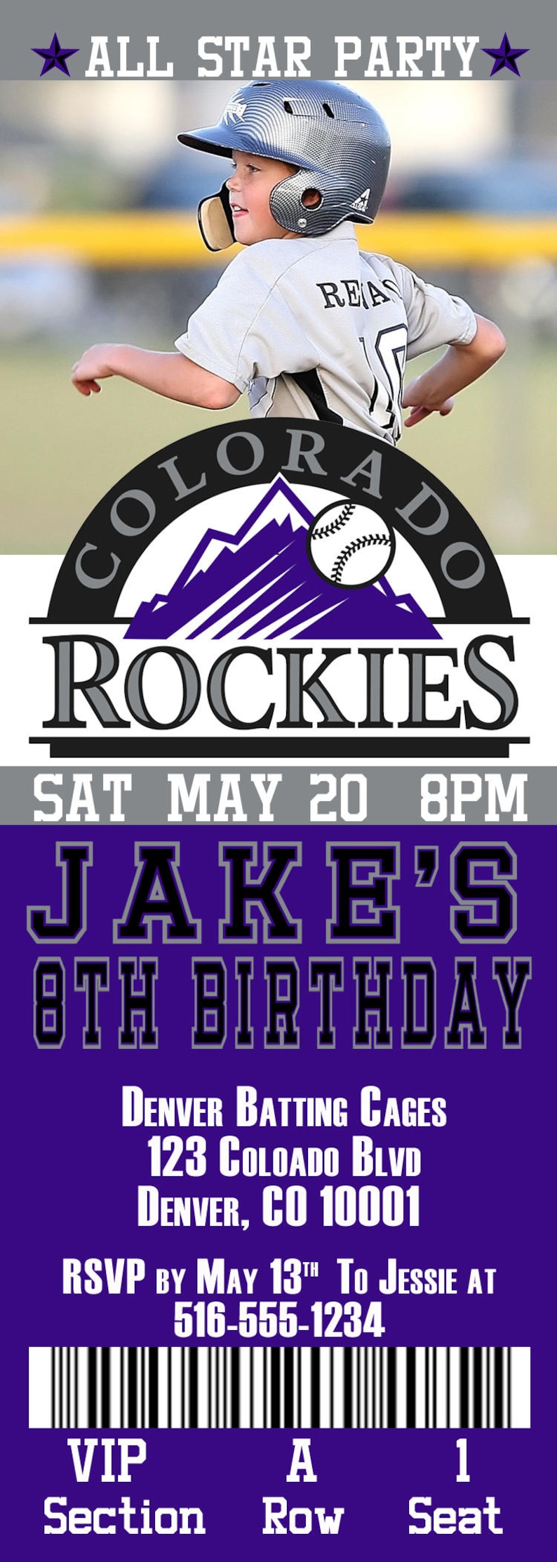 Colorado Rockies Birthday Ticket Invitation | Etsy