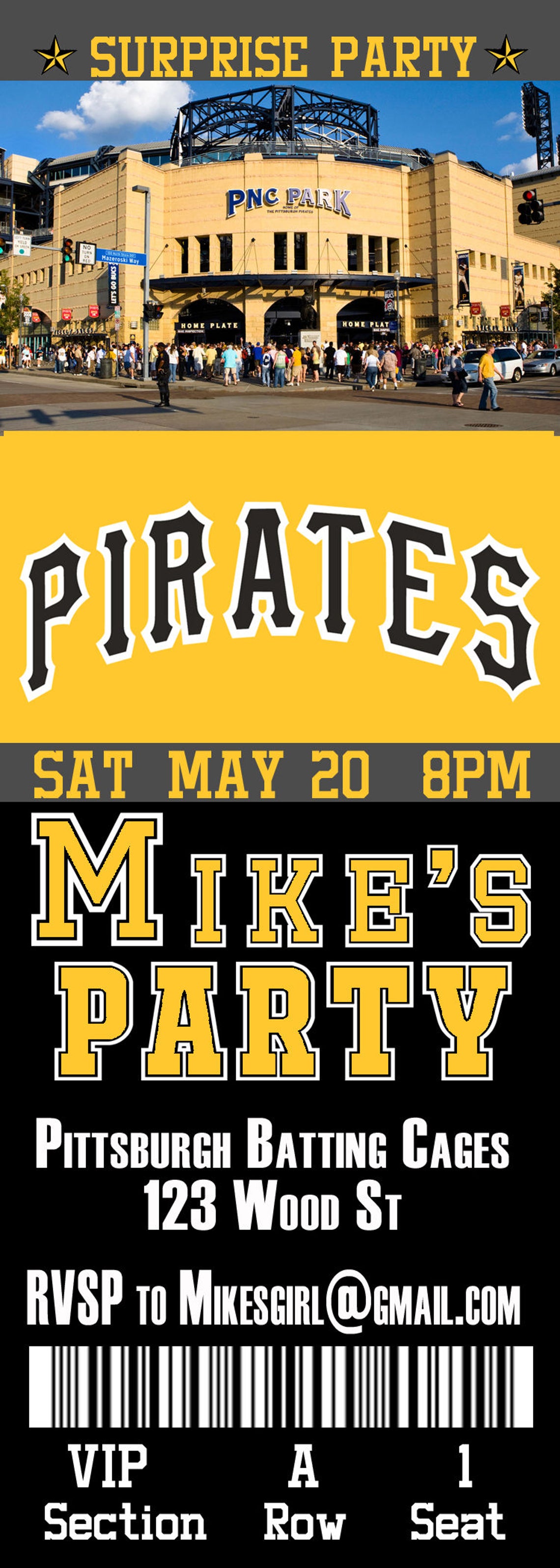 Pittsburgh Pirates Ticket Invitation Etsy