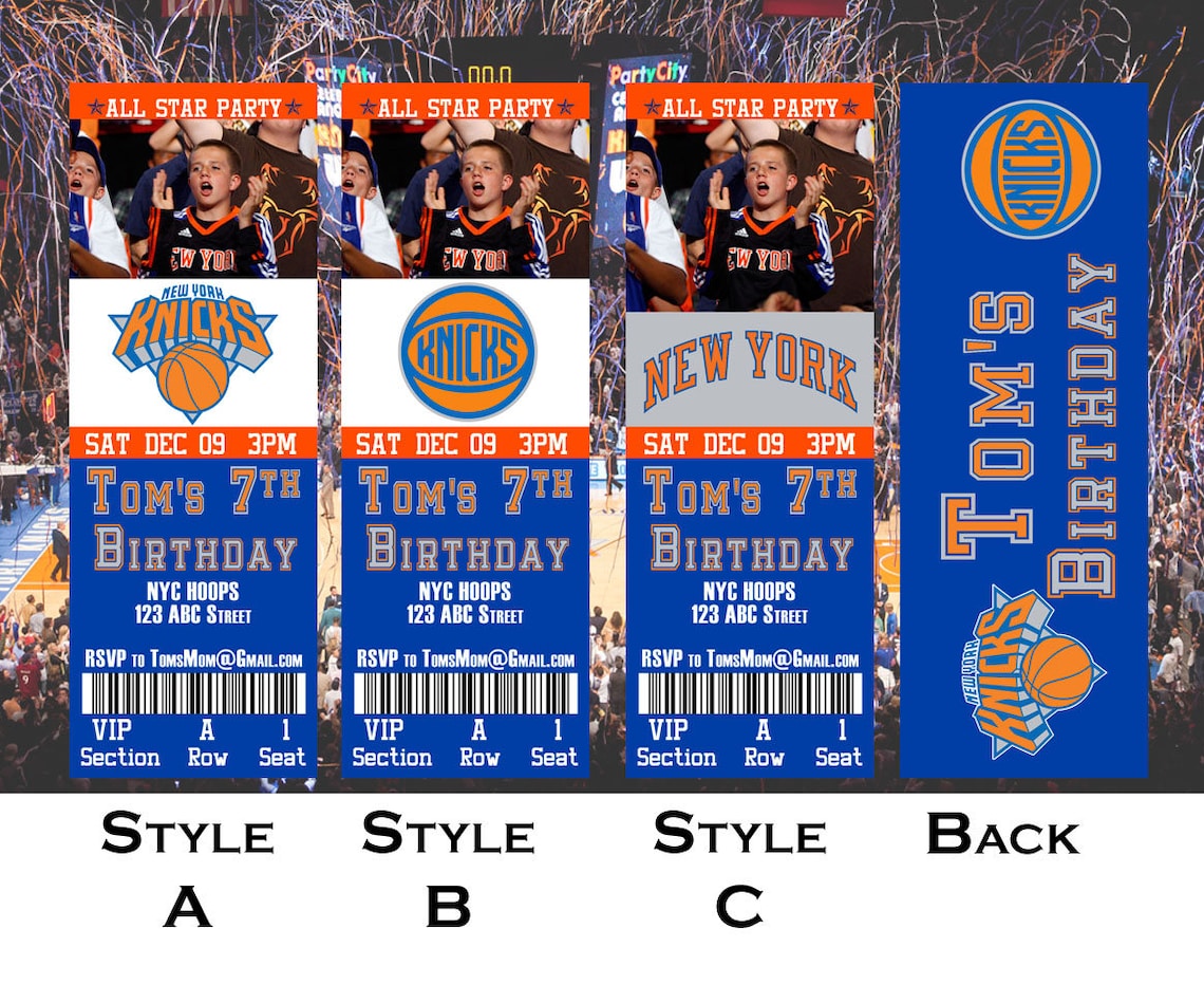 New York Knicks Ticket Invitation Etsy