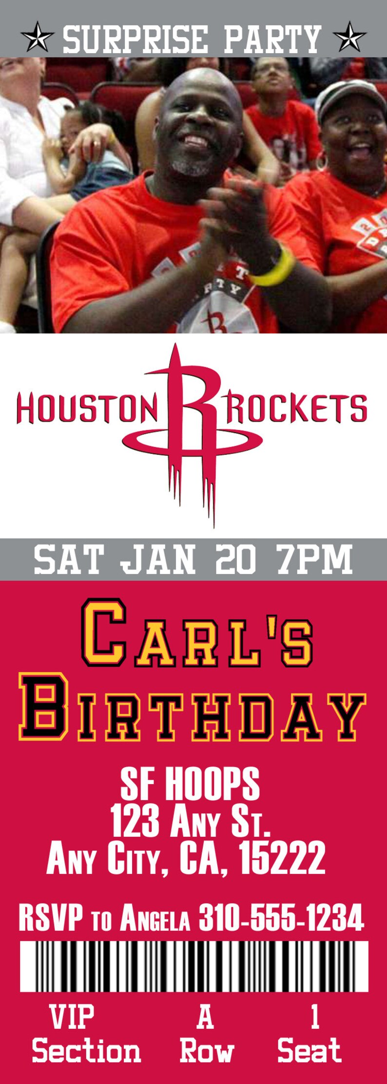 Houston Rockets Ticket Invitation Etsy