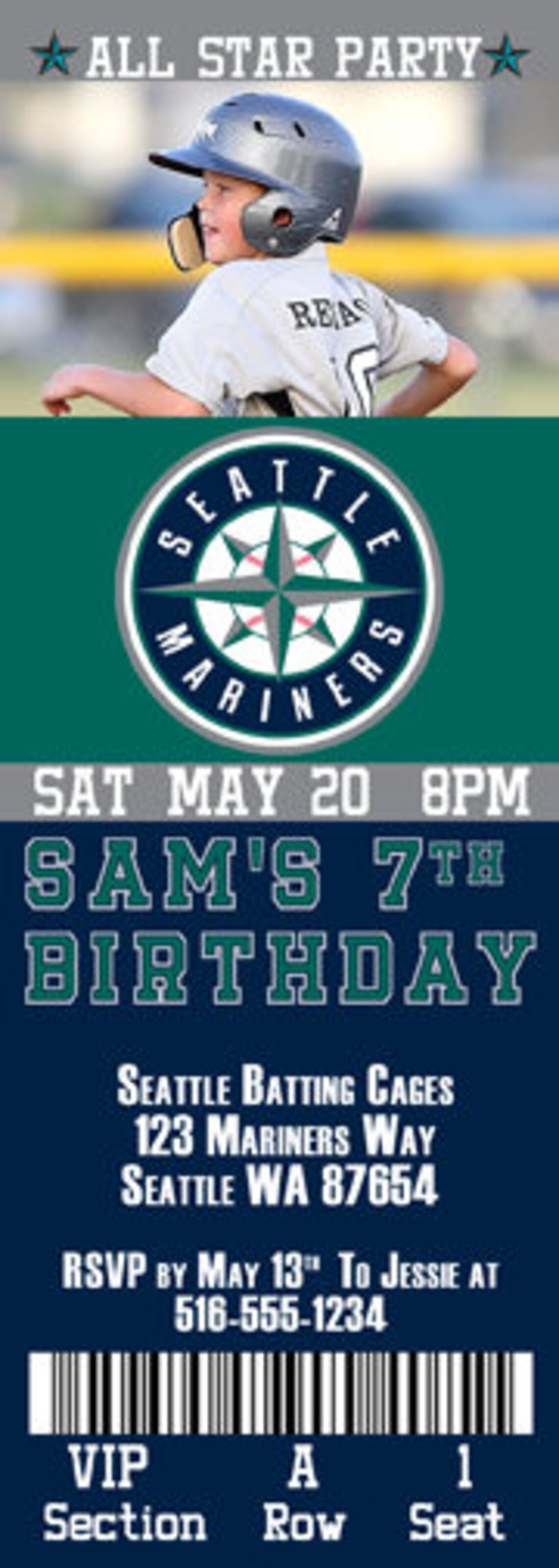 Seattle Mariners Ticket Invitation Etsy