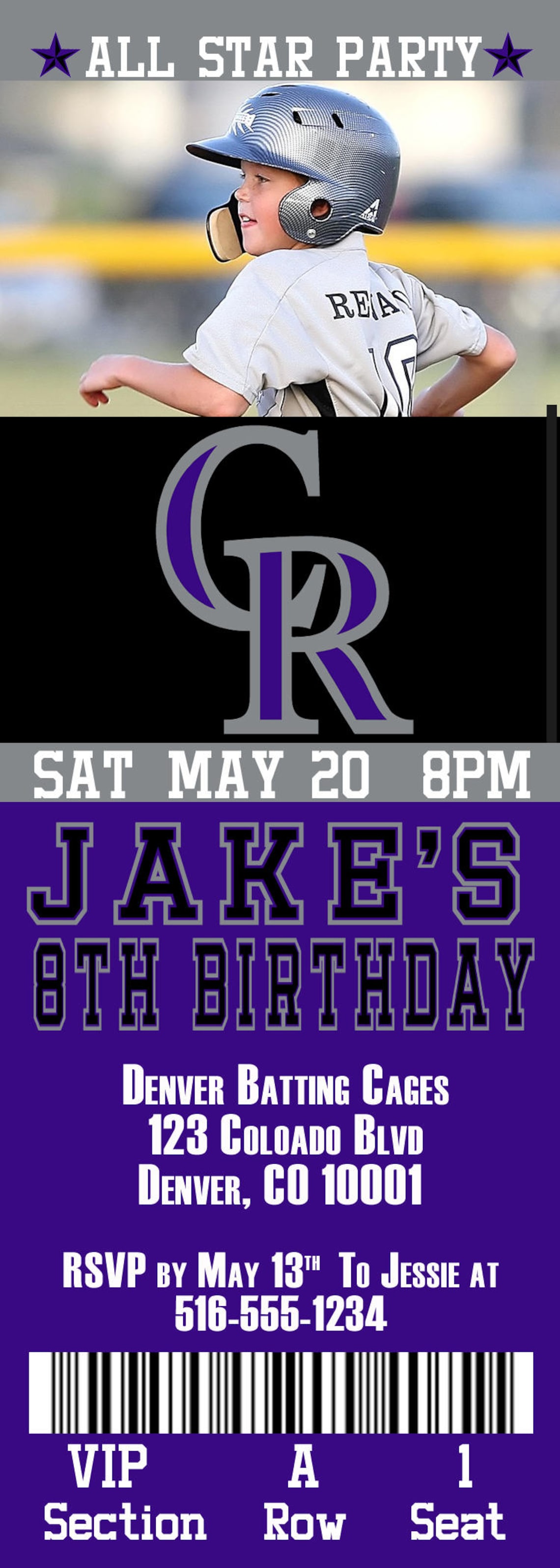 Colorado Rockies Birthday Ticket Invitation | Etsy