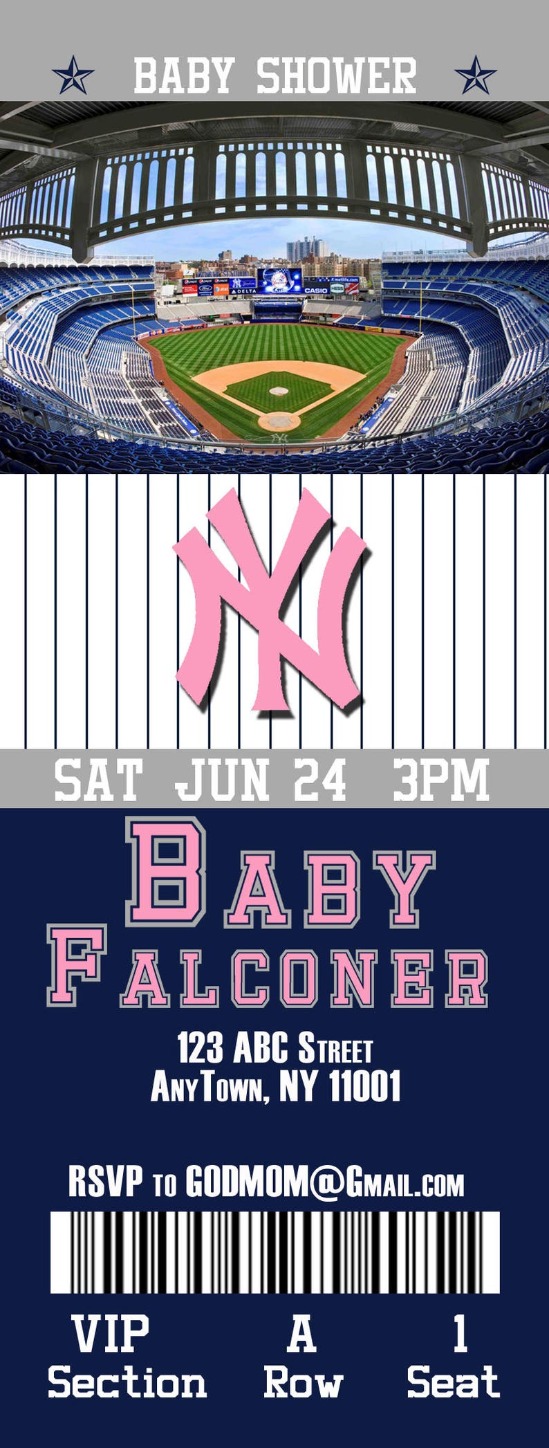 New York Yankees Birthday Ticket Invitation | Etsy