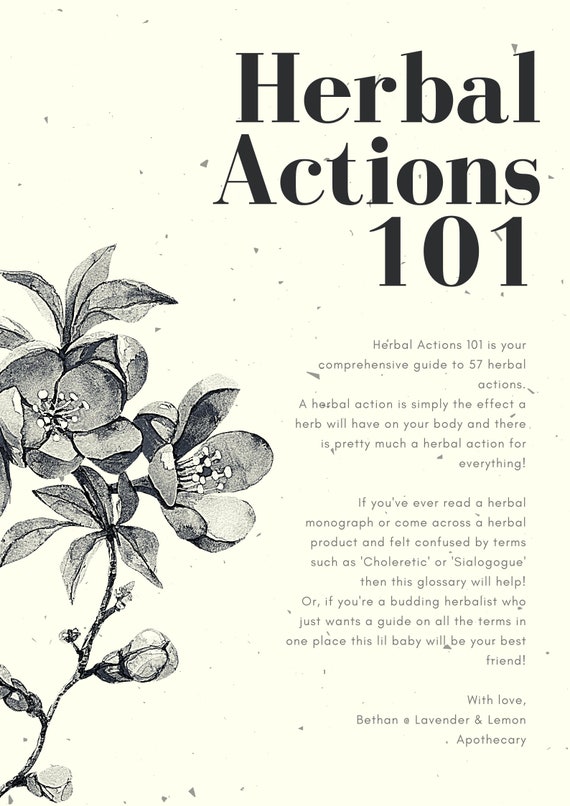 Herbal Actions 101 a Comprehensive Guide to 57 Herbal Etsy