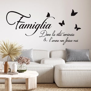 Wall Stickers Phrases quotes FAMILY LIFE LOVE with butterflies Wall Stickers Wall Sticker Phrase Love Decoration