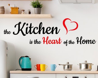 Adesivi murali frasi cucina The Kitchen is Heart wall stickers adesivo da muro cucina wall decal decalcomania adesiva