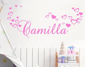 Adesivi murali con nome  per cameretta bambini  adesivo con cuori  Wall stickers personalizzato bimbi wall decal adesivo da parete nursery