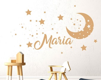 Wall stickers with name for children's room Personalized name wall stickers with moon and stars wall decal nursery star wall sticker