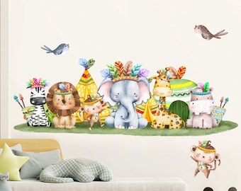 Wall stickers children decoration children decoration children decoration animals jungle savannah with Indian theme Wall stickers wall dealcomania nursery