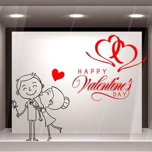 Adesivi San Valentino vetrofania stickers vetrina negozio amore love decorazione in vinile stickers decalcomanie per vetrine San Valentino