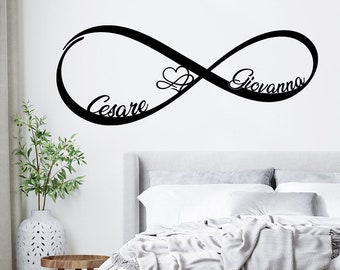 Adesivi murali frasi con nomi personalizzati simbolo infinito decorazione  adesiva camera da letto  scritta amore love wall stickers