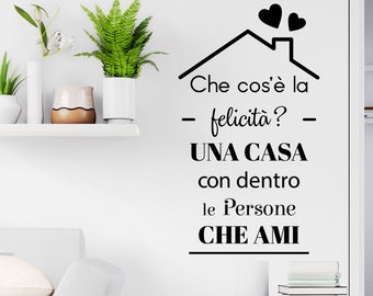 Adesivi murali frasi Che cos'è la Felicità scritta adesiva da parete wall stickers frasi motivazionali decorazione moderna wall decal