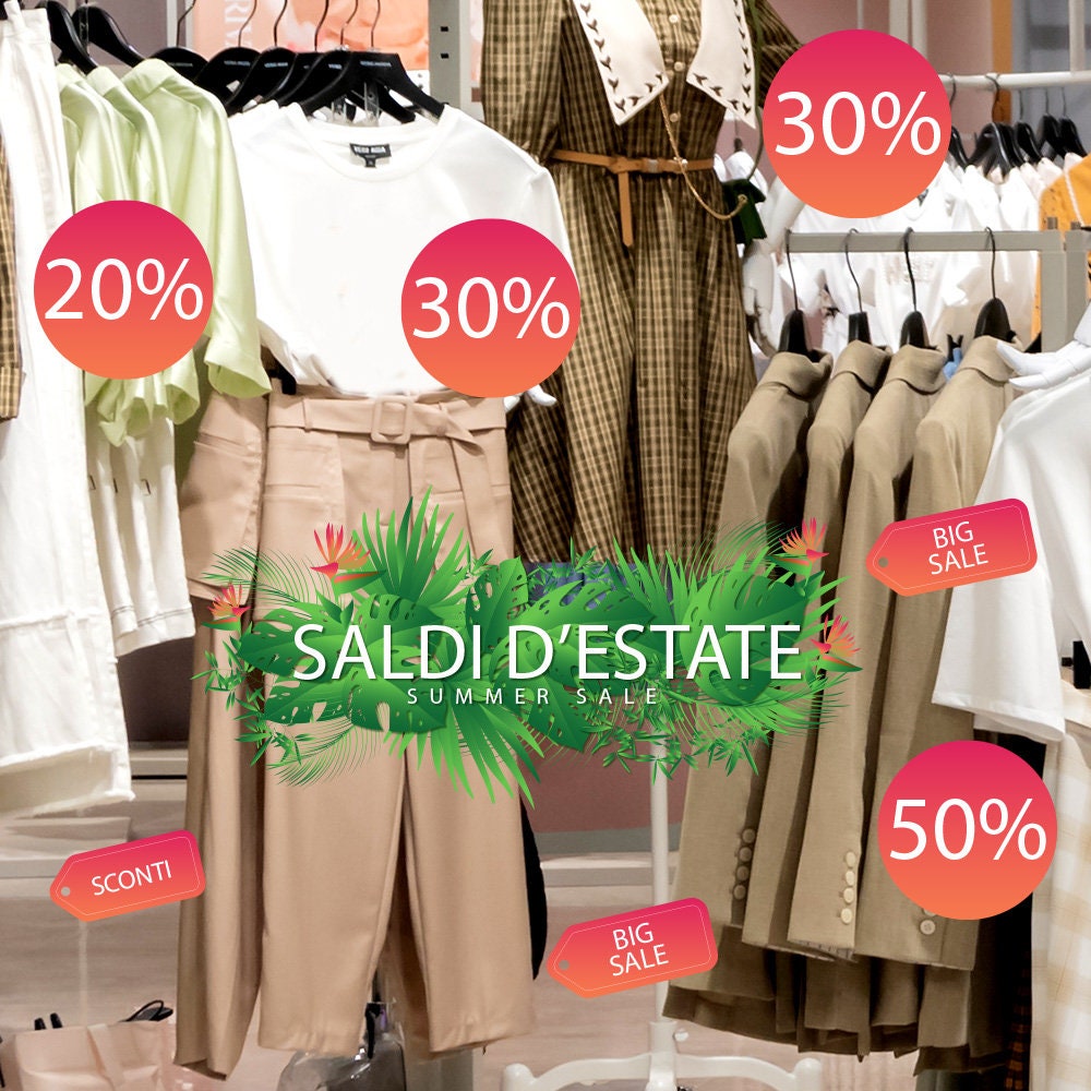 5 Pz. Kit Adesivi Saldi Rimovibili Per Vetrine Negozi, Vetrofania