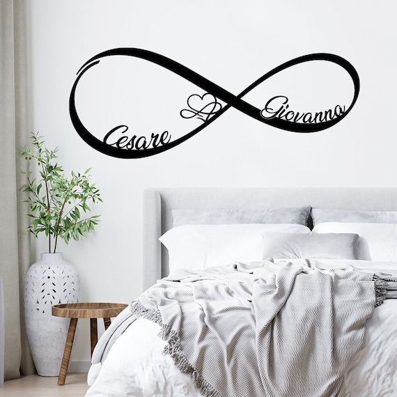 Adesivi murali frasi con nomi personalizzati simbolo infinito decorazione  adesiva camera da letto scritta amore love wall stickers -  Italia