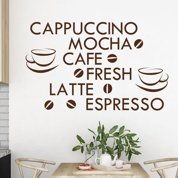 Wall stickers frase cucina Cappuccino Cafe Espresso adesivo da muro wall stickers scritta cucina wall decal