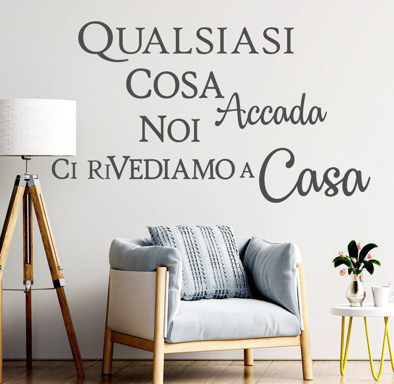 Adesivi murali scritte da parete motivazionali Qualsiasi cosa accada Noi ci rivediamo a Casa adesivi frasi wall stickers decorazione casa immagine 1