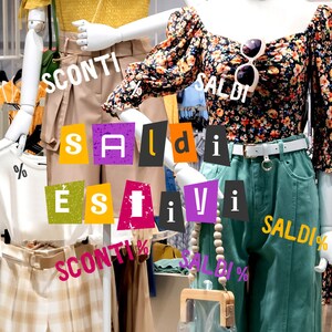 Vetrofania saldi estate adesivi sconti vetrina negozi vendite estive decorazione antigraffio antibolle rimovibile stickers summer sale