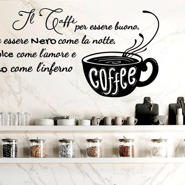 Adesivo murale citazione il caffè dolce come l'amore scritta adesivi muro parete adesivi murali cucina