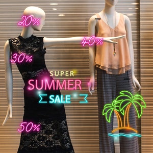 Vetrofania saldi estate adesivi sconti vetrina negozi vendite estive decorazione antigraffio antibolle rimovibile stickers summer sale