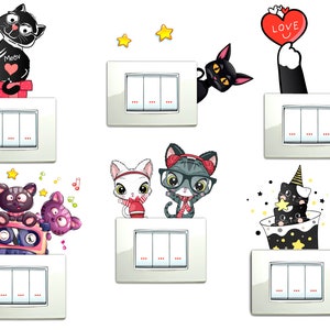 adesivi murali bambini interruttore luce presa wall stickers atossico simpatici gattini