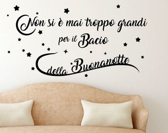 Frasi in Italiano Stickerdesign - AdesivoMurale  Decorativo Bacio della Buonanotte