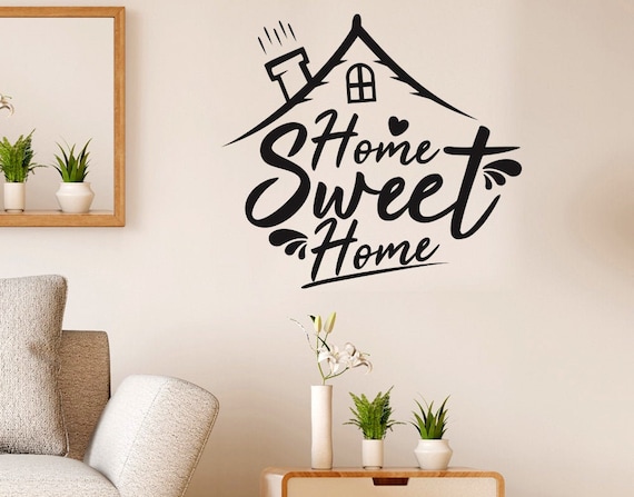 Adesivi murali frasi in inglese home sweet home casa dolce casa con casetta  e cuore decorazione parete wall stickers da muro - .de