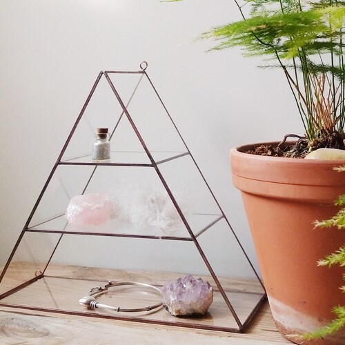 Crystal Display Glass Shelf Pyramid Boho Shelf Altar Shelf Etsy