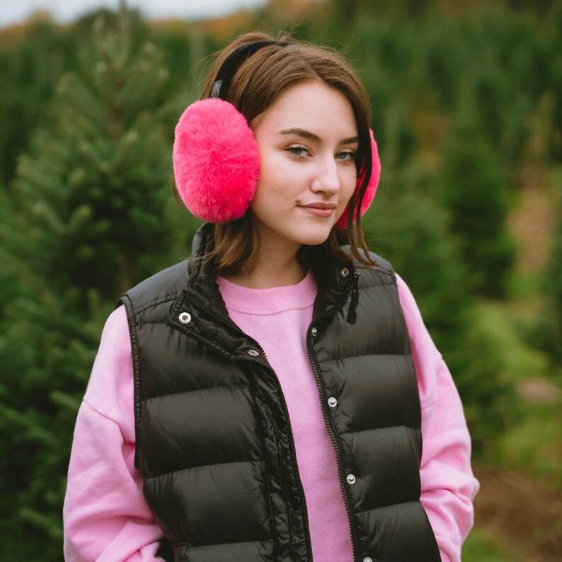 Big Earmuffs Faux Fur. Pink Earmuffs Gray. Oversized Earmuffs. Etsy