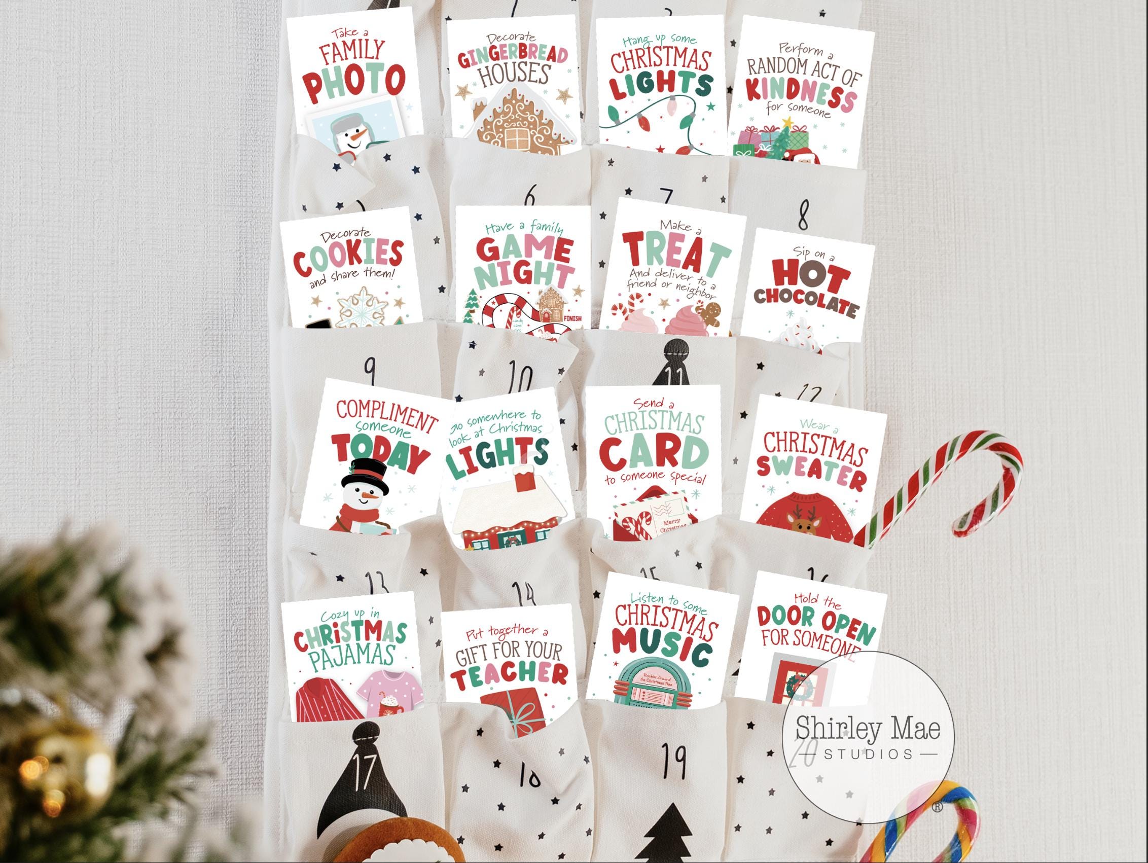 40 Printable Advent Cards, Christmas Advent Calendar, Christmas Acts of ...