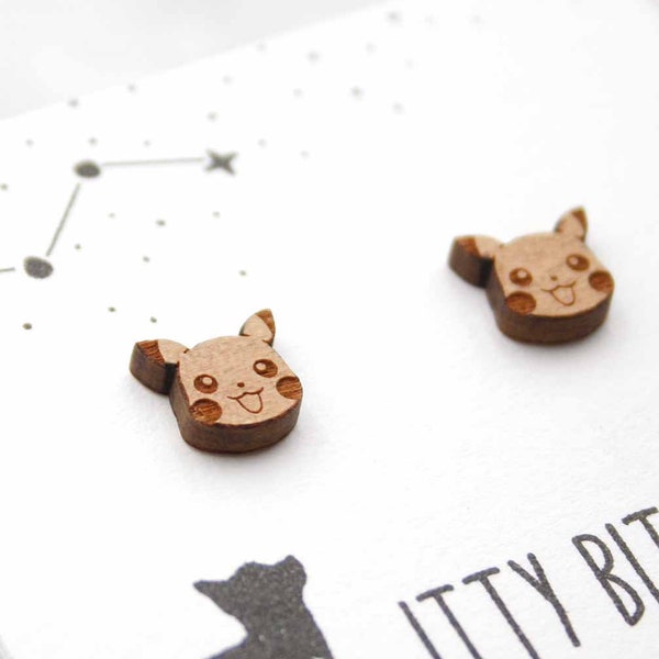 Pikachu Stud Earrings - Pokemon Inspired - Eco Friendly and Sustainable - Geeky Gifts