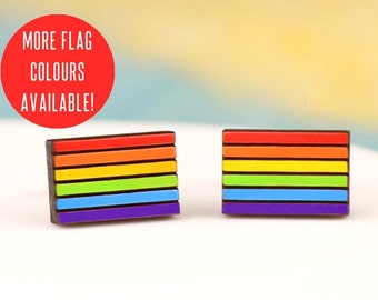 Pride Flag Earrings - Multiple Flags to Choose From - Trans, Ace, Bisexual, Pansexual, Non-Binary, Aromantic, Straight Ally - Hypoallergenic