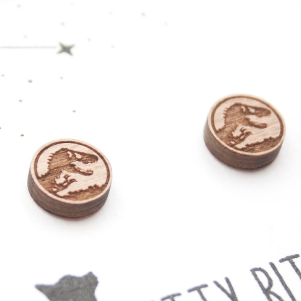 Jurassic Park Stud Earrings - Dinosaur Studs - Eco Friendly and Sustainable - Geeky Jewellery