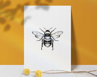 Bumblebee Greetings Card - Blank Card - Birthday, Anniversary, Thank You Note - Eco Friendly and Sustainable