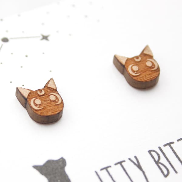 Sailor Moon Stud Earrings - Luna and Artemis Cats - Anime Jewellery Gift - Eco Friendly and Sustainable