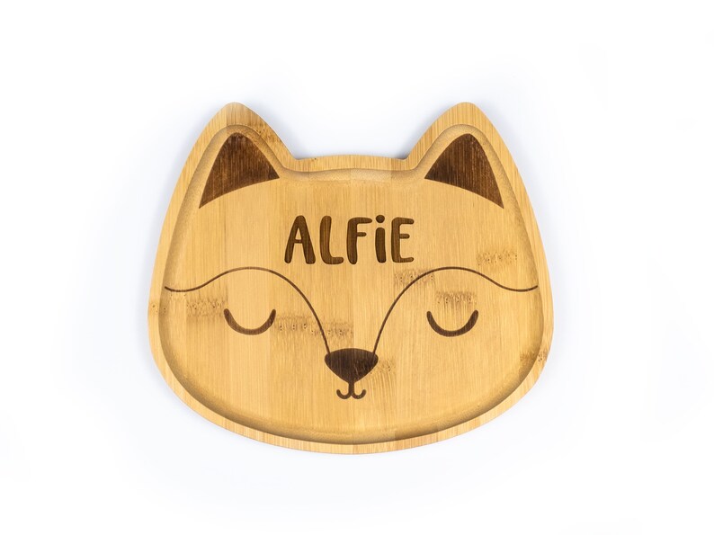 Personalised Bamboo Fox Plate Set Bamboo Christmas Etsy