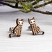 Skeleton Cat Halloween Earrings - Spooky Hand Painted Wooden Studs - Witch Halloween Costume Jewellery 