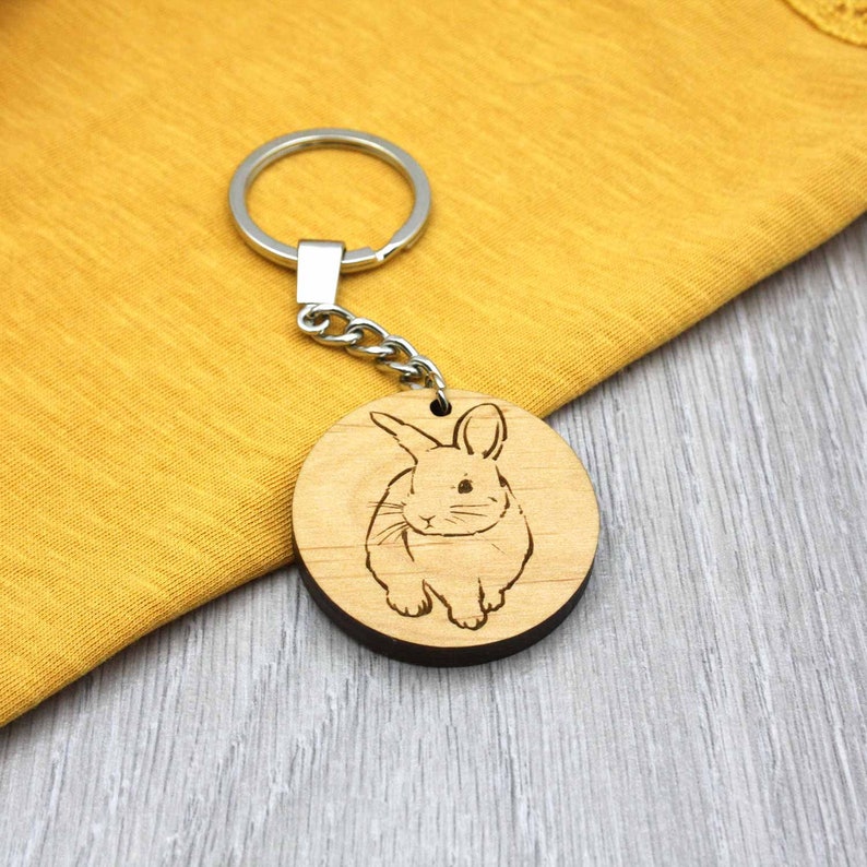 Rabbit Keyring Wooden Bunny Keychain Eco Friendly and Etsy